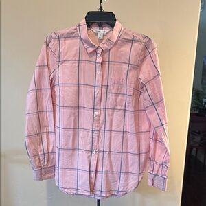 Pink Plaid Button-Up Shirt